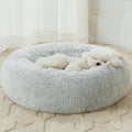 WNPETHOME Calming Dog Bed Cat Bed Donut, Faux Fur Pet Bed Self-Warming Donut Cuddler, Comfortable Round Plush Dog Beds (30 x 30 x 10 Inch, Light Grey)
