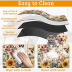 Pet Feeding Mat,Vintage Flower Absorbent Dog Cat Food Mat Rustic Wooden Dog Mat with Rubber Backing,Non-Slip Water Bowl Placemat,Pet Supplies 12" x 20"