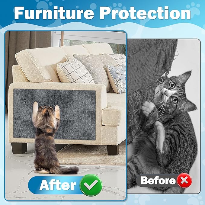 23.6x15.8 Cat Wall Scratcher Mat with Nano Tape,Anti Cats Scratch Furniture Couch Carpet Corner Protector for Indoor,Trimmable Cat Scratching Pad Board Sofa Replacement