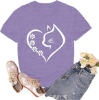 Cat Shirts for Women Cat Mom Tshirts Pet Lover Shirt Cats Paw Print Tee Tops