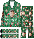 Custom Face Pajamas for Women Men,Personalized Dog Cat Pet Pajamas Set,Christmas Long Sleeve Sleepwear Pjs