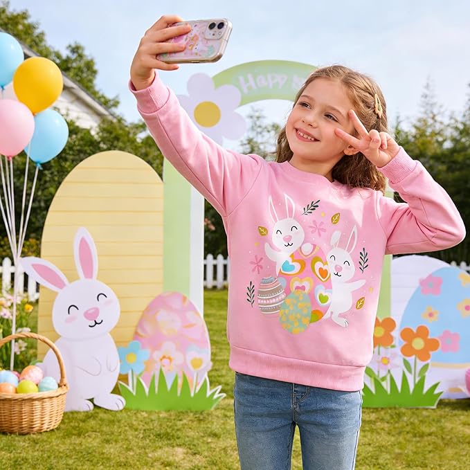 RETSUGO Toddler Baby Girls Sweatshirts Casual Pullover Crewneck Winter Long Sleeve Tops Shirts Clothes 3T-8T