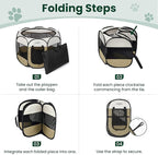 Love's cabin Pet Puppy Dog Playpen, Medium Dog Tent Crates Cage Indoor/Outdoor, Portable Playpen for Cat, Foldable Pop Up Dog Kennel Playpen with Carring Case, Removable Zipper Top, Khaki