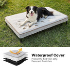 Veehoo Elevated Dog Bed with Waterproof Cushion Mat, Cooling Raised Dog Beds with Padded Top, Washable Outdoor Dog Bed, Orthopedic Pet Cot for Indoor & Outdoor, Large Dog Bed 42" x 30", Dark Grey