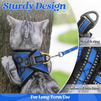 rabbitgoo Cat Harness and Leash Set for Walking Escape Proof, Adjustable Soft Kittens Vest with Reflective Strip for Cats, Comfortable Outdoor Vest, Blue, XL