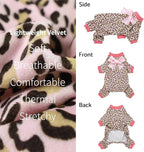 Fitwarm Leopard Dog Pajamas, Fleece Dog Clothes for Small Dogs Girl with Legs, Pet Onesie, Cat Outfit, Pink, Medium