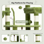 Cat Tree, Cat Tower for Large Cats with 2 Big Platforms, 2 Baskets, condo and Toys, 63" Cat Scratching Posts for Indoor Cats, Green GCT020GR