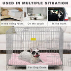 Washable Dog Bed Mat Soft Dog Crate Pad Fluffy Pet Kennel Beds Sleeping Mattress with Non-Slip Bottom for Large Jumbo Medium Small Dogs, 47 x 29 Inch, Pink