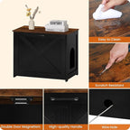 Dwanton Cat Litter Box Furniture Hidden, Cat Litter Box Enclosure, Reversible Entrance Can Be on Left or Right Side, Indoor Cabinet, Wooden Washroom, End Table, Black and Rustic Brown, 27.6" L