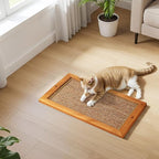 Large Cat Scratching Post for Indoor Cats - Wooden Sisal Cat Wall Scratcher, Vertical Floor or Wall Mounted Cat Scratch Pad, Furniture Protector for Adult Cats & Kittens