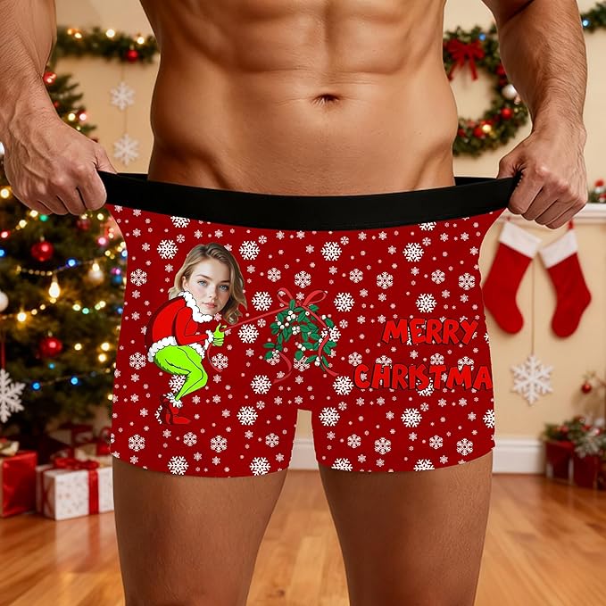 M YESCUSTOM Custom Faces Funny Short Briefs Gift for Husband Underwear