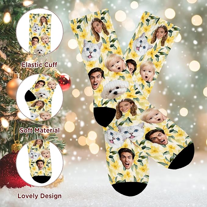 Artsadd Custom Pajamas for Women Men Family, Personalized Face Pjs Pajama Pants, Funny Pet Photo Loungewear Sleepwear Jammies
