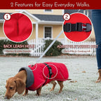 Waterproof & Windproof Dachshund Jackets with Adjustable Bands, Thick Weiner Vest Clothes for Large Sausage Dog, Weenie Winter Puffer Coat, Outdoor Snowsuit for Dachshunds, Small Medium Dog(Red, L)