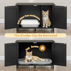 Shintenchi Cat Littler Box Enclosure, Litter Box Furniture Hidden with Removable Divider, Cat House with End Table, Black, 31.5 inch