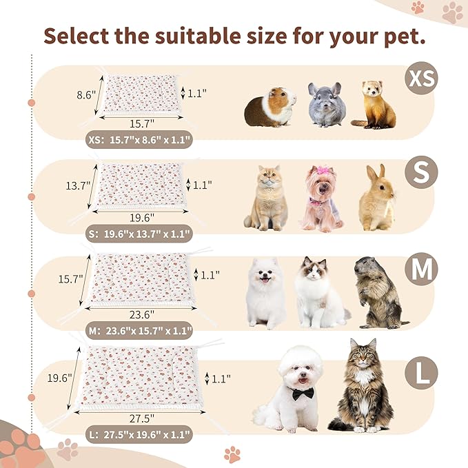Reversible Silent Cat Bed Self Warming Pet Pad Thin Style Mat Washable Cushion Pad, Pad for Window Perch Outdoor Cat Houses, for Cats, Small Dogs, Rabbits, Non Electric,(Red Puppy,L)