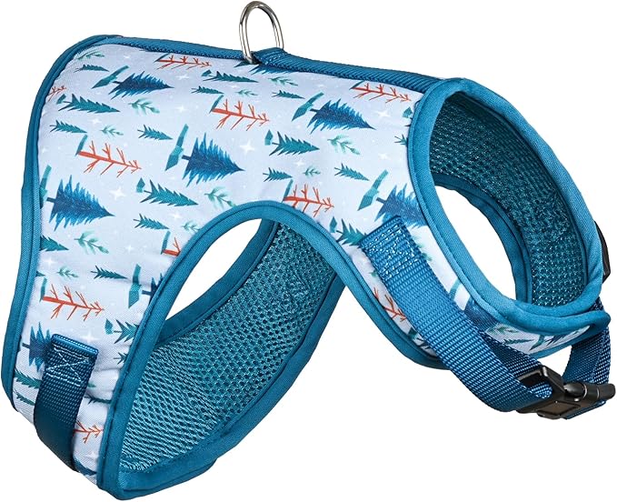 Mile High Life Dog Harness, Air Mesh Floral Vest Harness for 20 lbs Small Dogs & Cats, Easy Get on Adjustable Easy Closures Both Neck and Chest(Gray Tree, M Chest 18"-20")