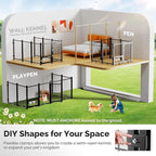 Sino Luban 2PCS Outdoor Dog Kennel Outside Run with Doggy Door, Swivel Feeder&Roof - 8x4x6FT Large Dog Kennels Pens Outside for Large Dogs Breed - Heavy Duty Cage (Can Connect to Your Dog House)