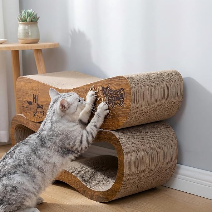 Cat Scratcher, 2 in 1 Cat Scratching Board, Cat Cardboard, Scratch Lounger for Cats as Beds & Furniture, Large, 27.44 x 9.06 x 9.06 inch