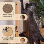 Nekosan T-Shaped Cat Scratcher for Indoor Cats, Double-Sided Furniture Protector, 23.6x16.9x9.6 Inch Large, Cardboard With Ball Toy