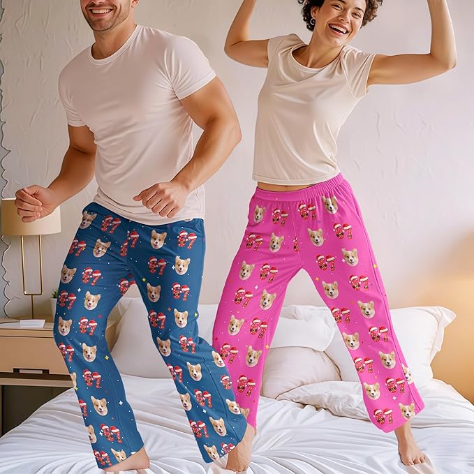 Custom Pajama Pants for Women Men, Personalized 67 Name Photo PJ Family Six Seven Matching Sleep Bottoms Birthday Xmas Gifts