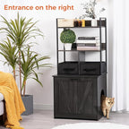 Dwanton Litter Box Enclosure with 2 Storage Shelves and 2 Drawers, 2-in-1 Hidden Cat Litter Box Enclosure Furniture with Shelf, Reversible Entrance, Washable Drawers, 50-Inch, Dark Grey