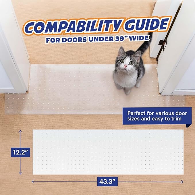 Panther Armor Scratch-Proof Carpet Protector for Pets, Plastic Rug Runner and Cover, 12.2 x 43 inches, Cat Scratch Protector for Doorway, Stop Cat from Scratching, Door Mat