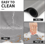 Dog Food Mat - Absorbent Cat Mat for Food and Water, No Stains Pet Feeding Bowl Mat, Easy to Clean Pet Placemats, Quick Dry Dog Water Dispenser Mat for Messy Drinkers | Paw Grey 18"x 34"