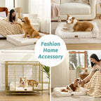 Cute Dog Bed for Small Dogs, Faux Rabbit Fur Orthopedic Foam Dog Bed with Sides, Removable Washable Cover & Waterproof Lining, Comfortable Pet Couch, Cream (30" L x 20" W x 6" Th)