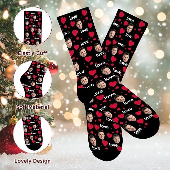 D-Story Custom Short Pajama Set with Pet Face Personalized Photo Sleepwear 2 Pieces Pjs Nightwear Xmas Gift for Women