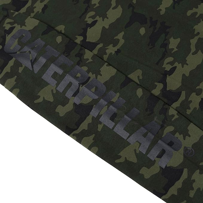 Caterpillar Trademark Banner Long Sleeve Tee Shirts for Men with Center Back Neck Wire Management Loop and Cat Workwear Logo