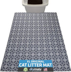 Drymate Cat Litter Box Mat, Litter Trapping Mat, Waterproof, Urine-Proof, Absorbent, Machine Washable, Soft on Paws, Contains Mess, Protects Floors, Kitten Supplies, Indigo Grey, 29x36 XL