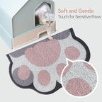 Cute Cat Litter Mat 24”x16”, Litter Box Mat, Litter Trapping Mat, Soft on Kitty Paws, Easy Clean, Anti Slip, Pet Accessories, Door Floor mats - White Pink60*40