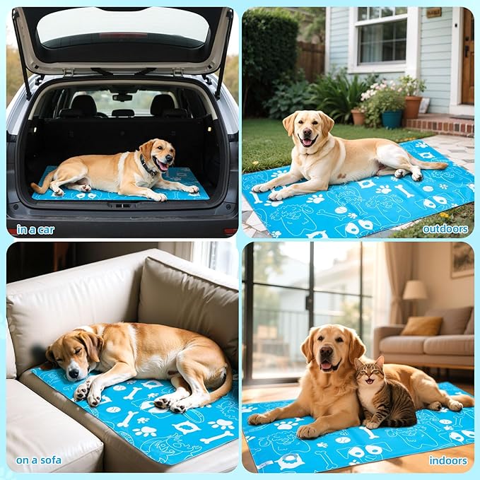Ownpets Dog Cooling Mat, Large 39"x 23" Instant Cooling Pet Pad, Thickened Portable Pet Cool Pad for Dogs and Cats, Leakproof Water-Filled Summer Relief Mat for Crate, Floor, Car, Outdoor