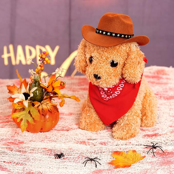 choyaxo Pet Cowboy Costume Halloween Costumes for Dogs Cat Cowboy Hat with Bandana Scarf (Small)