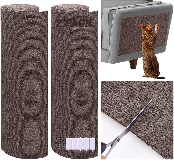 2 Pack Cat Scratch Furniture Protector Trimmable DIY Climbing Scratching for Indoor Couch Protector from Cat Claws, Walls and Tower Replacement (Brown, 15.7'' x 23.6'')