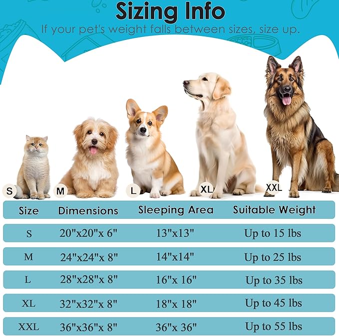 Dogs Bed for Small Dogs, Anti-Anxiety Washable Round Bed (Light Blue, 24.0" L x 24.0" W x 8.0" Th)