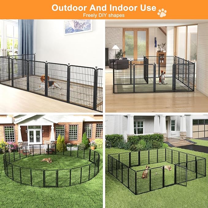 Dog Fence Outdoor Pens Outside,Portable Dog Play Pen 40" H 18 Panels Pet Playpen Exercise Pens for Puppys Small Medium Large Dogs RV Camping Yard Garden Indoor Wide Gate