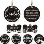 Ultra Joys Stainless Steel Pet ID Dog Name Tag Personalized Front and Back Engraving, Customized for Dogs and Cats, Optional Engraving on Both Sides, Round With Vine Design, Large