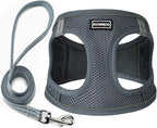 Dog Harness with Leash Set, No Pull Adjustable Reflective Step-in Puppy Pet Vest Harnesses for Small Medium Large Dogs and Cats,Grey XXS