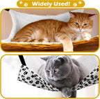 2 Pack Cat Hammock for Cage, Catio Accessories Reversible Soft Cats Bed with Adjustable Straps and Hooks Double-sided Linen and Fleece Hanging Hammock for Cats, Kitten(Zebra and Cat Paw Print,M)