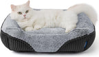 Bedsure Washable Dog Bed Small Dog＆Cat- Rectangle Fluffy Plush Kitten Puppy Bed, Comfy Corduroy Fleece and Nonskid Bottom,20x19x6inches,Suitable for Pet Up to 15lbs,Grey