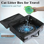 HiCaptain Portable Litter Box for Cats, Cat Travel Litter Box with Lid and Handle Standard Portable Collapsible Litter Carrier for Cat (L,Black/Gray)