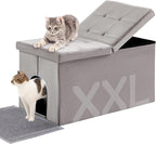 MEEXPAWS Cat Litter Box Enclosure Furniture Hidden Extra Large, Lift Design Lid Velvet Cat Washroom Bench Storage Cabinet | 35.4x19.7x19.7 in | Dog Proof|Urine Proof Inside|Quick Assembly| Easy Clean