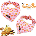 ARING PET Halloween Dog Bandanas, Cotton Pink Pumpkin Pet Bandanas Cute Triangle Bibs Scarf for Small Medium Large Boy Girl Dogs and Cats-S