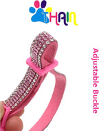 THAIN Basic Adjustable Cat Collar Bling Diamond Breakaway with Bell for Kitten Girl boy (Pink)