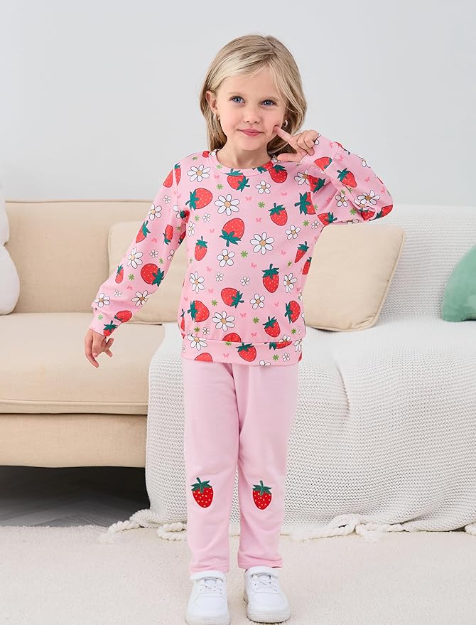 Little Girls Unicorn Outfits 2 Piece Kids Ruffle Sleeve Sweatshirt + Leggings Fall Leopard Clothing Sets 2-10 Years Old
