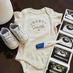 COUPLEHOODIES Personalized Baby Onesie Bodysuit – Custom Embroidery Gift for Pregnancy Reveal Baby Shower or First Grandchild