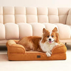 EHEYCIGA Orthopedic Dog Beds for Extra Large Dogs, Waterproof Memory Foam XXL Dog Bed with Sides, Non-Slip Bottom and Egg-Crate Foam Big Pet Couch Bed with Washable Removable Cover,Pumpkin Orange