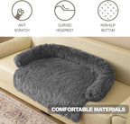 Calming Dogs/Cats Bed Mats, Dog Pad Washable Removable Couch Cover, Plush Long Fur Mat for Pets, Waterproof Lining, Perfect for Small, Medium and Large Dogs and Cats (Dark Gray, 53"x39")