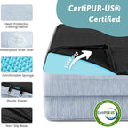 Cooling Dog Bed for Large Size Dogs, Q-Max >0.4 Summer Cool Orthopedic Foam Pet Sofa Bed with Sides, Bolster Anti-Slip Couch with Washable Removable Cover, XL 44x32x7 inch, Blue